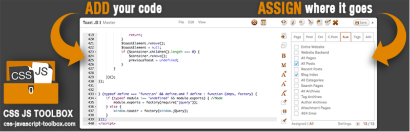CSS & JavaScript Toolbox code plugin for WordPress