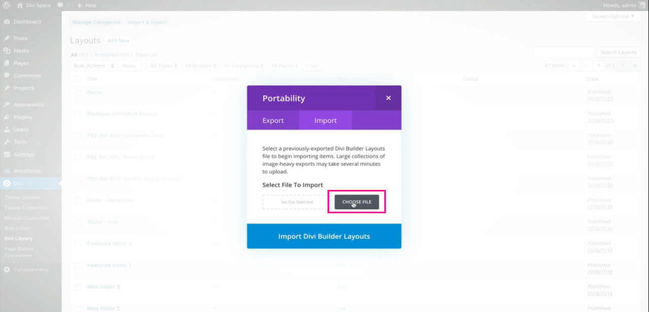 Add a footer to Divi using Page Builder Everywhere plugin